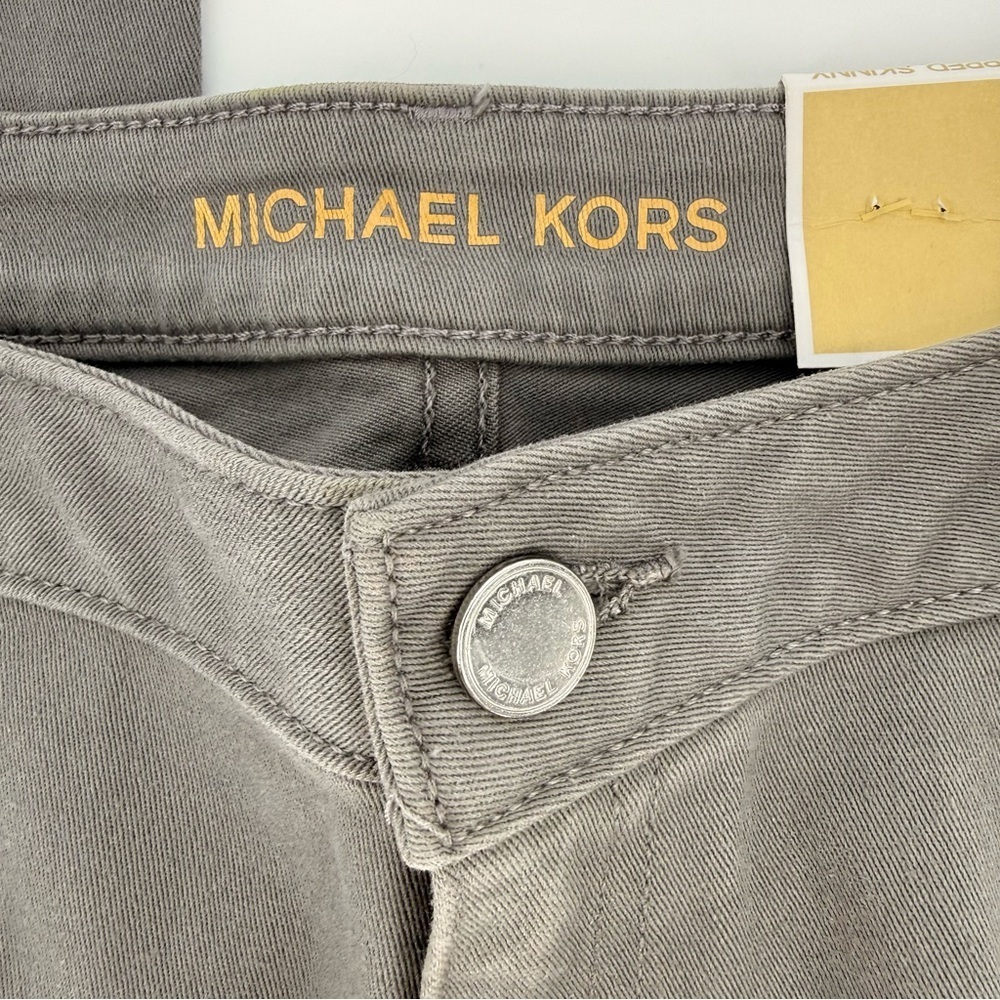 NWT MICHAEL Michael Kors Izzy Cropped Skinny Gray Jeans Size 10P - Picture 4 of 10
